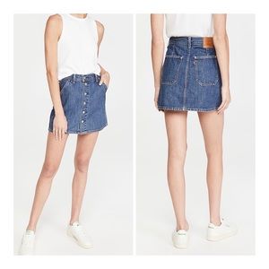 Levi’s Premium Women’s Dark Blue Button Front Mini Skirt Size 26 NWT